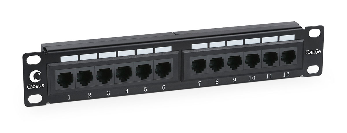 Cabeus PL-12-Cat.5e 10"-Dual IDC Патч-панель 10", установочный размер 236 мм, 12 портов RJ-45, категория 5e, Dual IDC PL-12-Cat.5e 10"-Dual