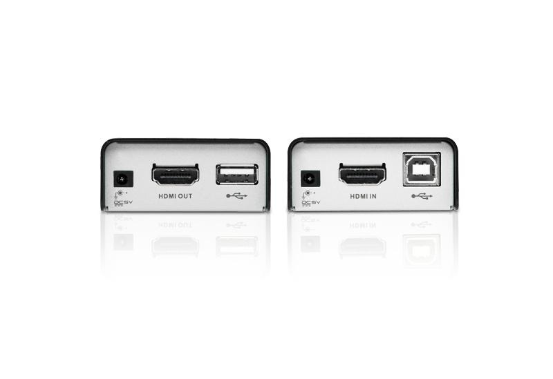 Удлинитель ATEN HDMI+USB, 60 м., 2xUTP Cat5e, HDMI+2xRJ45+USB, F, без шнуров, 2xБ.П.220> 5V VE803-AT-G VE803-AT-G