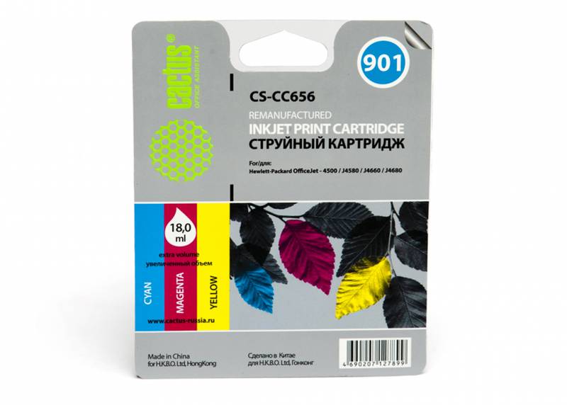 Картридж Cactus струйный CS-CC656 №901 многоцветный для HP DJ 4500 series/J4524/J4535/J4580/J4624/J4 CS-CC656 CS-CC656