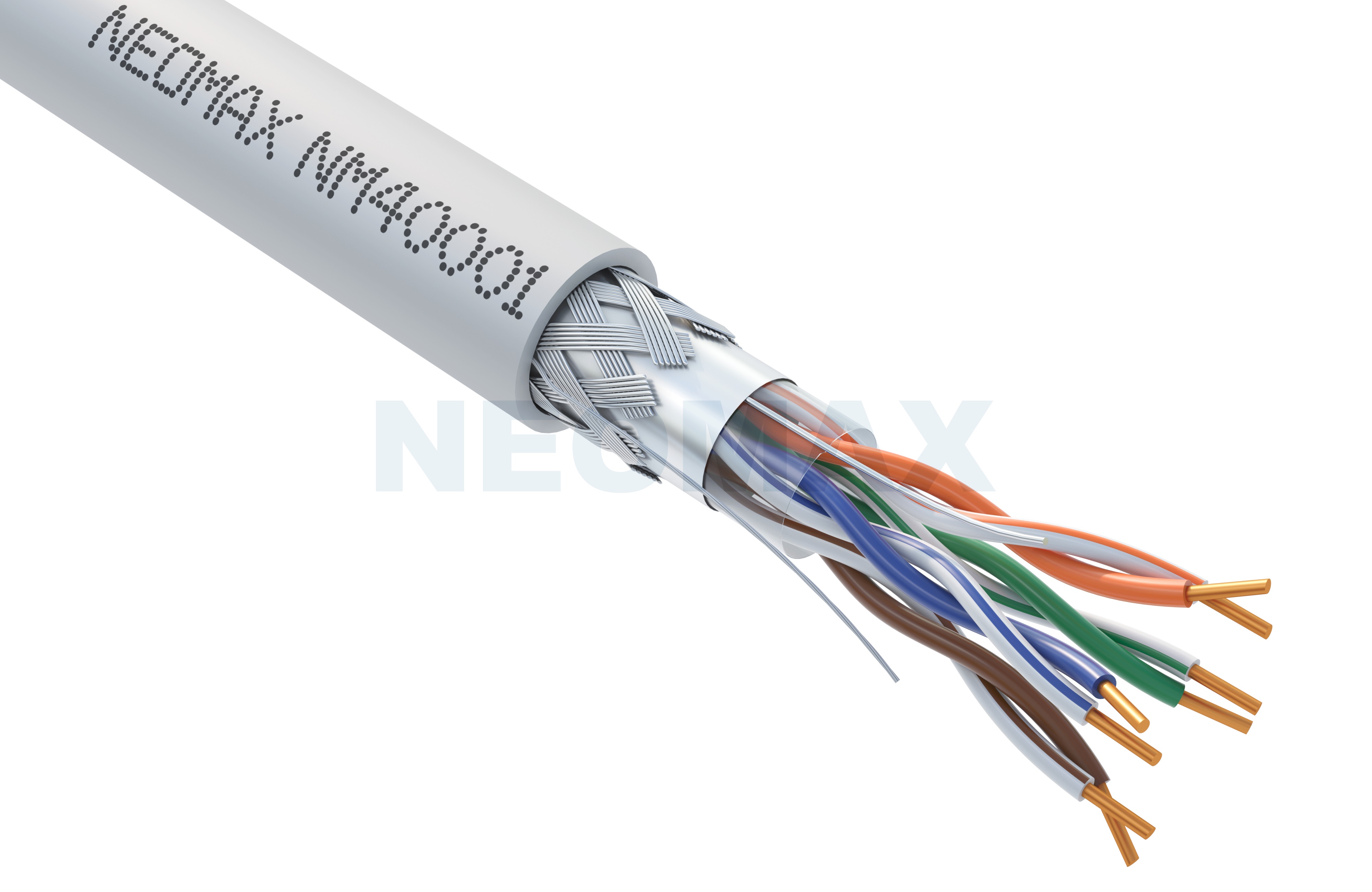 Кабель Neomax 5e SF/UTP 4 пары внутренний (-20℃ to +70℃) 24AWG(0.52 мм) Cu (Чистая медь) Одножильный (Solid) PVC 305м Серый NM40001 NM40001