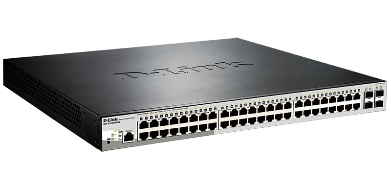 Коммутатор D-Link L2 Managed Switch with 48 10/100/1000Base-T ports and 4 1000Base-X SFP ports (8 PoE ports 802.3af/802.3at (30 W), 40 PoE ports 802.3af (15,4 W), PoE Budget 370 W) DGS-1210-52MP/ME/B1A DGS-1210-52MP/ME/B1A