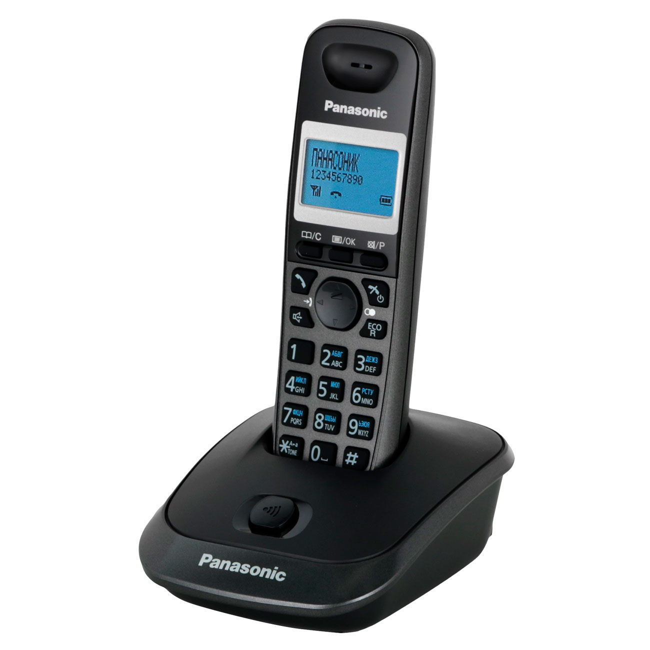 Телефон DECT Panasonic АОН, дисплей, подсветка дисплея,часы, 50 ном., полифония, спикерфон, тёмно-серый KX-TG2511RUT KX-TG2511RUT