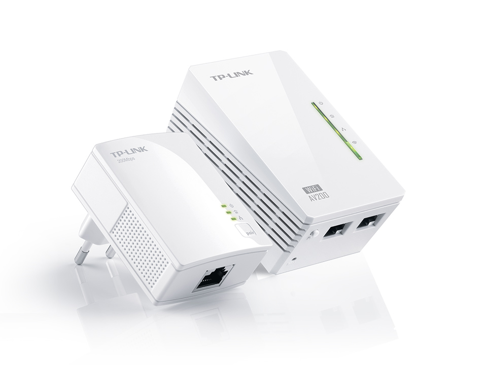 Адаптер TP-Link AV200, 300n, 200 Мбит/с Powerline, 802.11b/g/n, 2*Ethernet, HomePlug AV, 2 устройства в комплекте TL-WPA2220KIT TL-WPA2220KIT