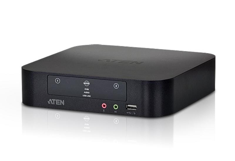 KVM переключатель ATEN MiniDP+KBD+MOUSE+AUDIO, 1> 2 порта USB с 4 вых.Mini DP, со шнурами USB/Mini DisplayPort 2x1м+2х2м CS1942-A7-G CS1942-A7-G