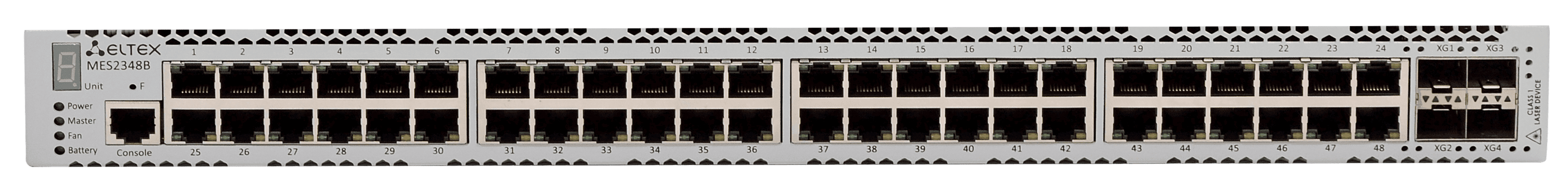 Ethernet-коммутатор MES2348B, 48 портов 10/100/1000 Base-T, 4 порта 10GBase-X (SFP+)/1000Base-X (SFP), L2+, 220V AC, 12V DC MES2348B_AC