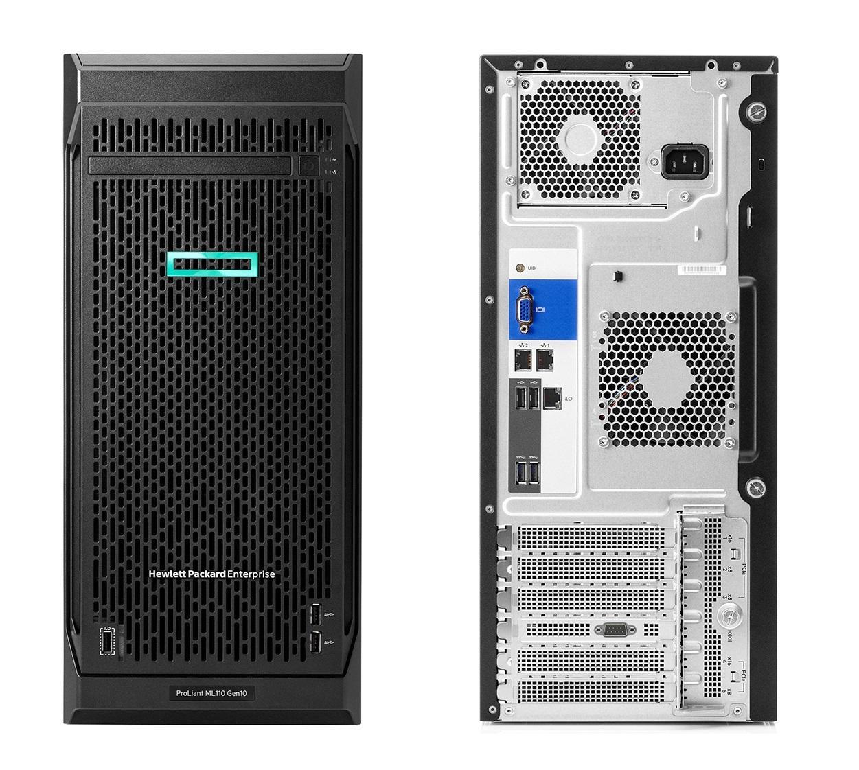 Сервер HPE  ProLiant ML110 Gen10, 1x 4108 Xeon-S 8C 1.8GHz, 1x16GB-R DDR4, S100i/ZM (RAID 0,1,5,10) noHDD (4 LFF 3.5'' HP) 1x550W NHP NonRPS, 2x1Gb/s, noDVD, iLO5, Tower-4,5U, 3-3-3 P03686-425 P03686-425