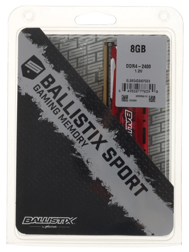Модуль памяти Crucial 8GB (DDR4, DIMM, PC4-19200, 2400MHz, CL16, Sport LT Red) BLS8G4D240FSEK BLS8G4D240FSEK