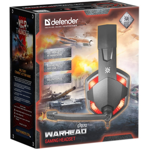 Гарнитура Defender  Defender Warhead G-370 черный+красный, кабель 2 м [64037] 64037 64037