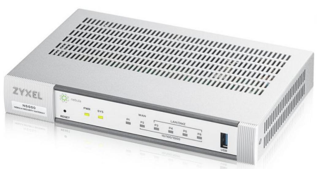 Межсетевой экран ZYXEL Nebula NGS50 управление в облаке, 1xWAN GE/SFP, 4xLAN GE, 1xUSB, IDP, Application Patrol, VPN (IPSec NSG50-ZZ0101F NSG50-ZZ0101F
