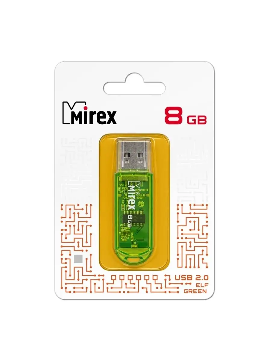 Флеш накопитель Mirex 13600-FMUGRE08 8GB,Elf,USB 2.0,зеленый 13600-FMUGRE08 13600-FMUGRE08