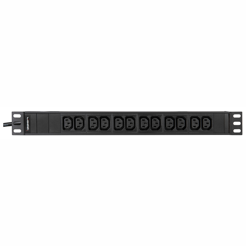 Блок распределения питания Ippon PDU Basic 1U 12xIEC-C13, 16А, 200-240В, 3680Ва, 1,1U 1546798 1546798