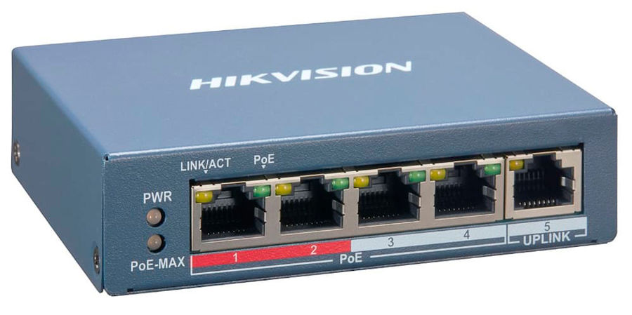 PoE коммутатор Hikvision DS-3E1105P-EI L2,смарт-управляемый, 4 10/100M RJ45 PoE-порт, 1 10/100M RJ45 порт, 802.3af/at, бюджет PoE 60W, поддержка режима передачи до 300м DS-3E1105P-EI DS-3E1105P-EI