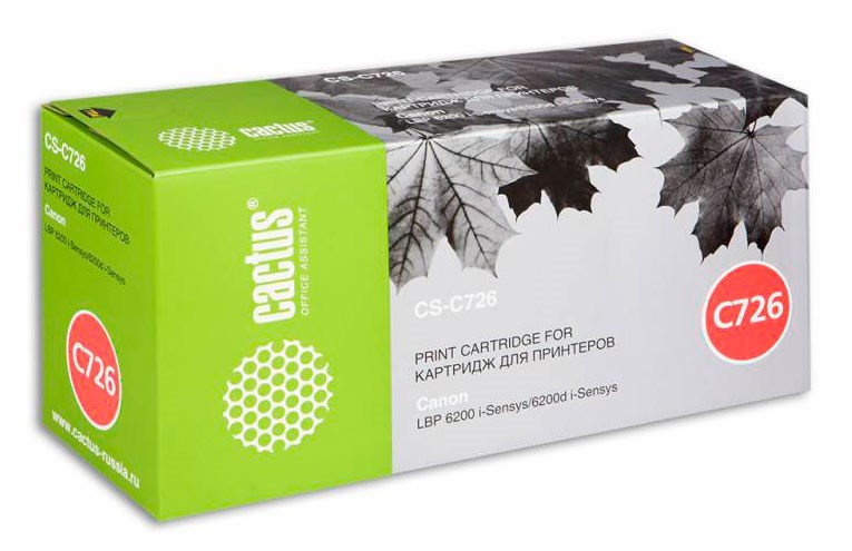 Тонер-картридж Cactus струйный CS-C726 черный для Canon LBP-6200 (2100стр.) CS-C726 CS-C726