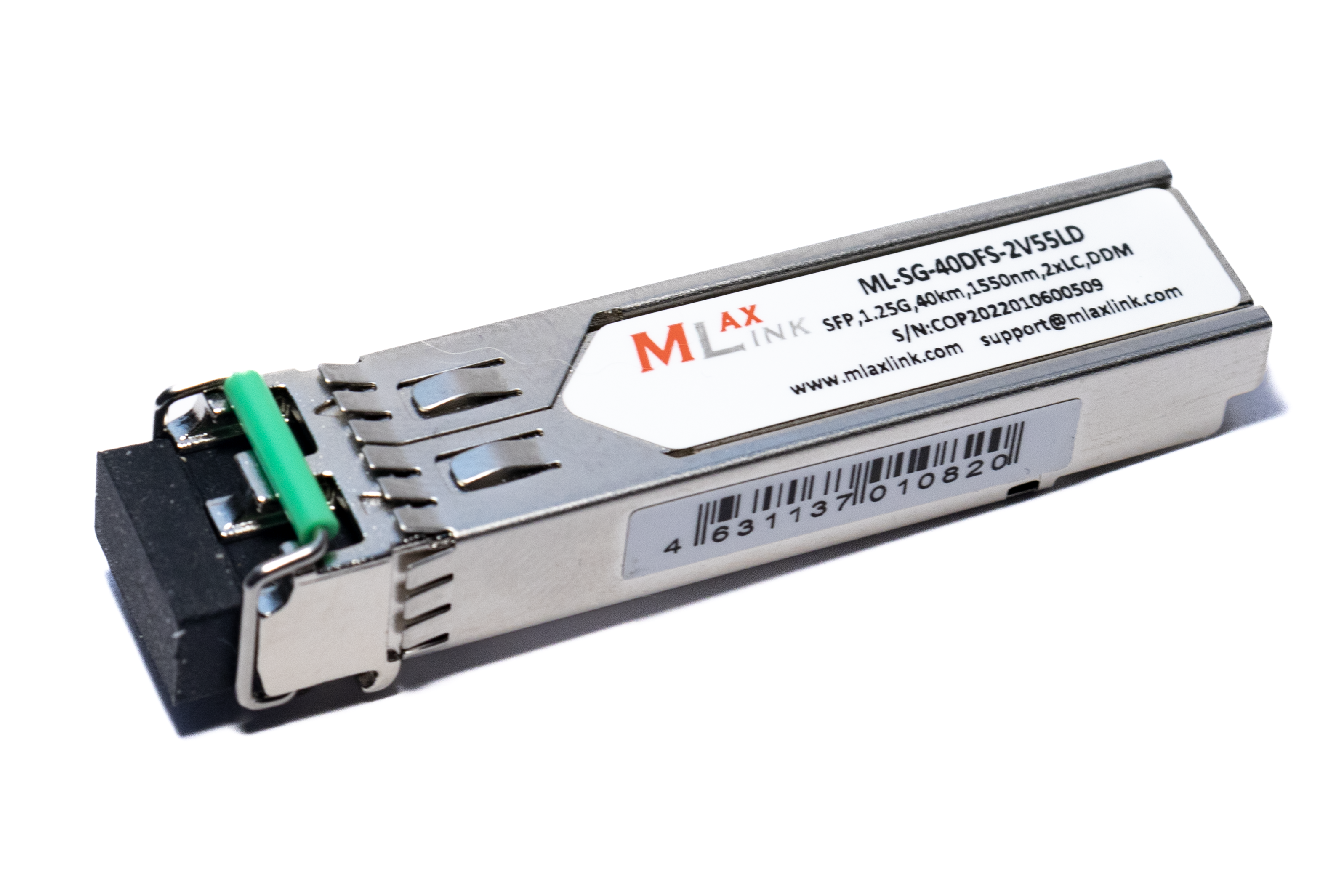 Модуль MlaxLink оптический двухволоконный SFP, 1.25Гб/с, 40км, 1550нм, 2xLC, DDM ML-SG-40DFS-2V55LD ML-SG-40DFS-2V55LD