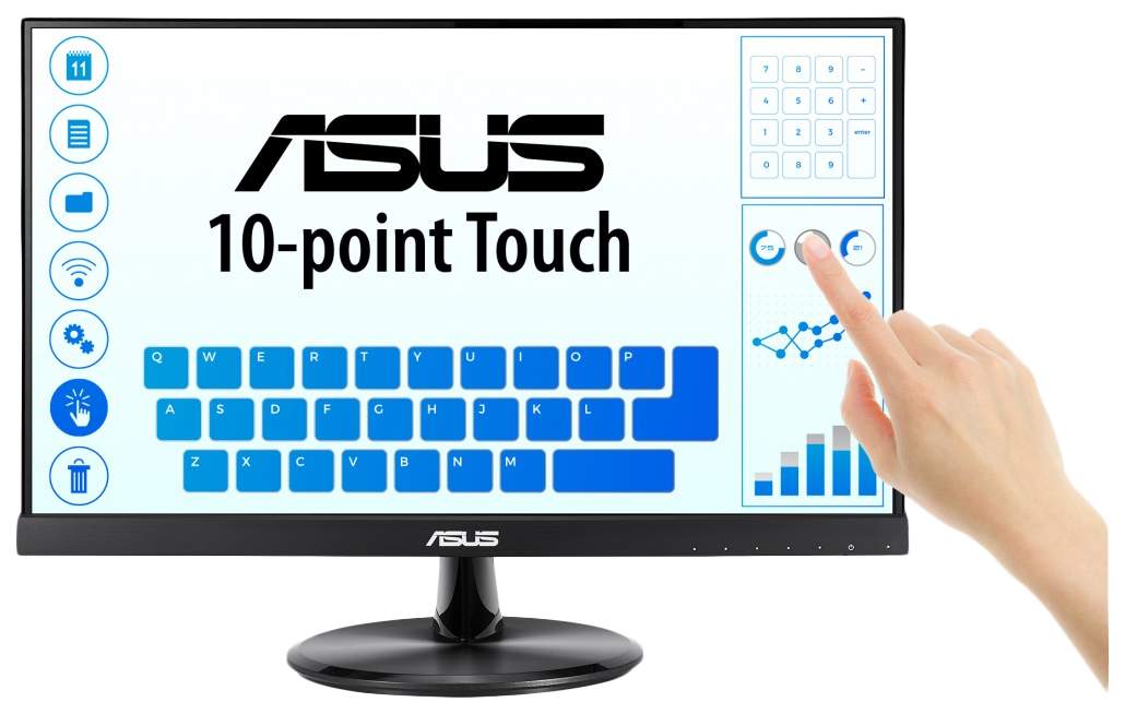 Монитор ASUS 21.5" VT229H Touch IPS LED, 1920x1080, 5ms, 250cd/m2, 178°/178°, 100mln:1, D-SUB, HDMI, USB, колонки, Tilt, VESA, Black, 90LM0490-B01170 90LM0490-B01170