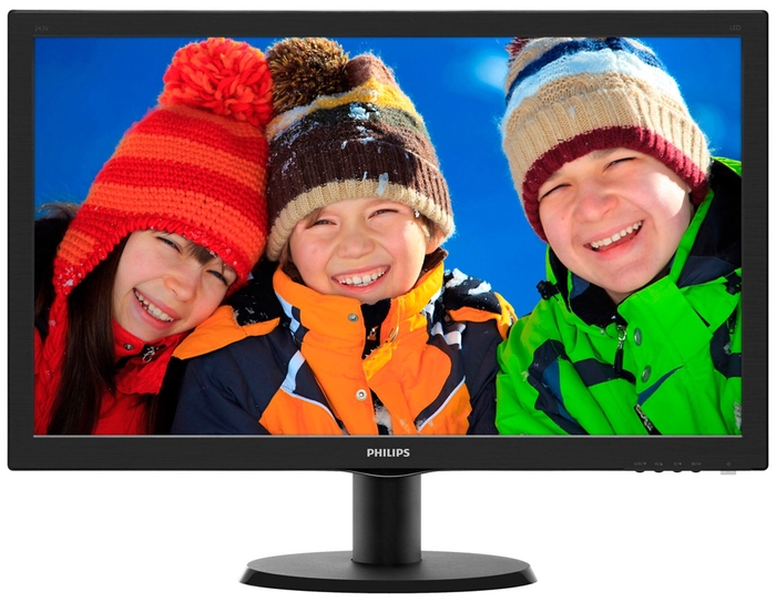 Монитор Philips 23.6" Black VA, 1920x1080, 8ms, 250 cd/m2, 3000:1 (DCR 10M:1), D-Sub, DVI, HDMI, vesa 243V5QHSBA/00(01) 243V5QHSBA/00(01)