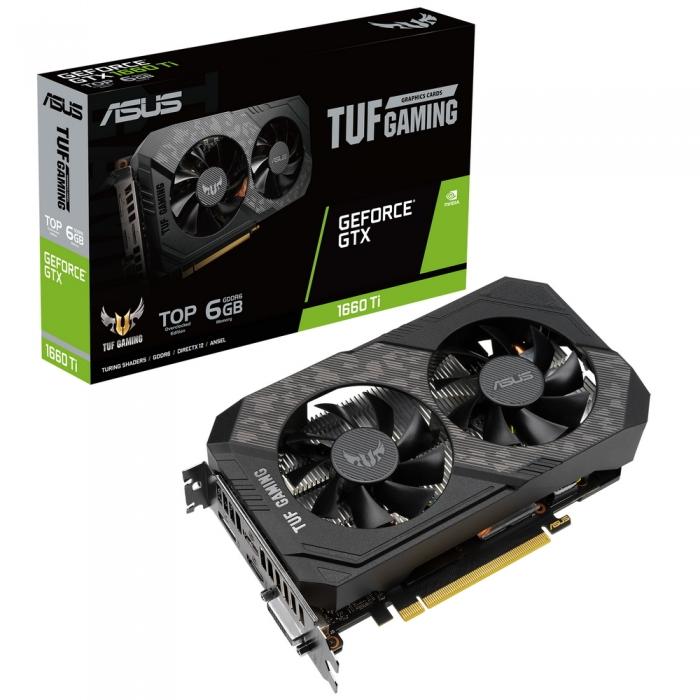Видеокарта ASUS  GTX1660TI 6144Mb 192 GDDR6 1815/14000 DVIx1 HDMIx2 DPx1 TUF-GTX1660TI-T6G-EVO-GAMING TUF-GTX1660TI-T6G-EVO-GAMING