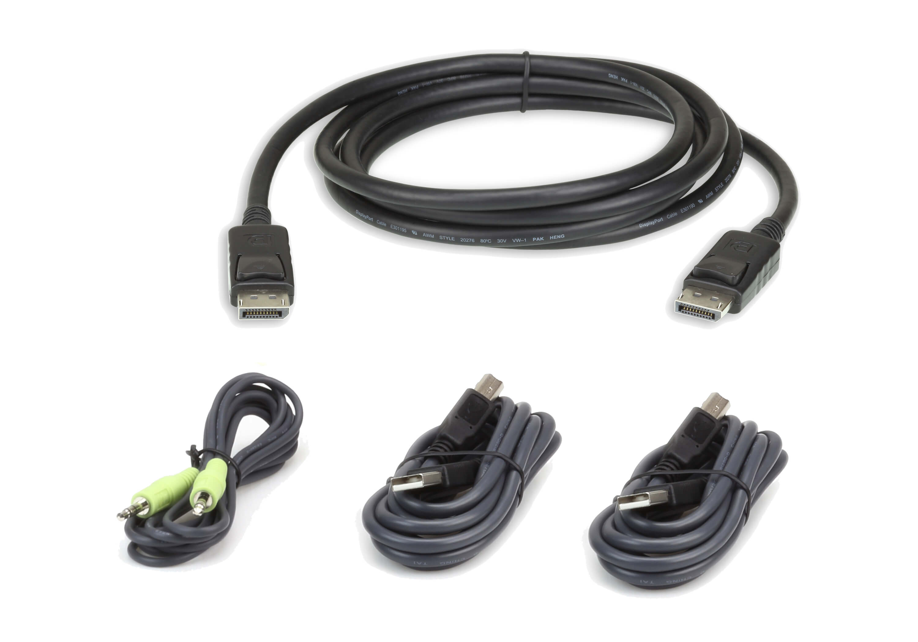 Кабель ATEN мон+клав+мышь USB+аудио, DP+2xUSB A-Тип/B-тип+MINIJACK, Male, опрессованный,   3 метр черный 2L-7D03UDPX4 2L-7D03UDPX4