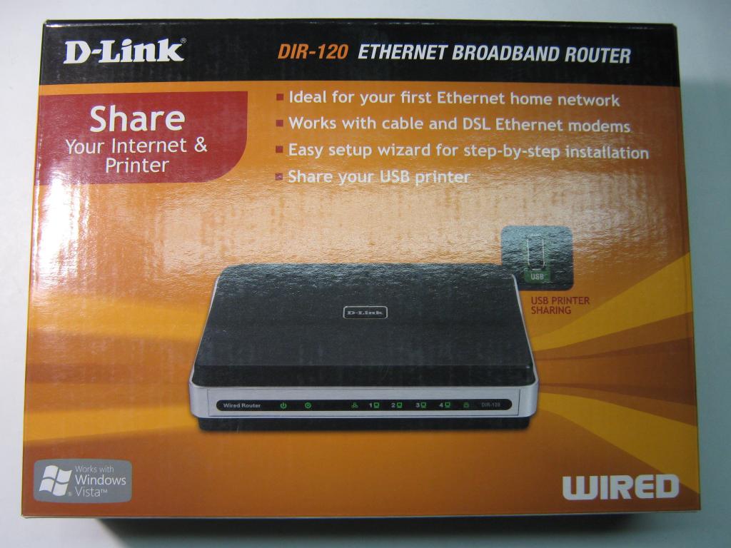 DIR-120 Интернет-шлюз 4 10/100 LAN, 1 WAN, 1 USB DIR-120