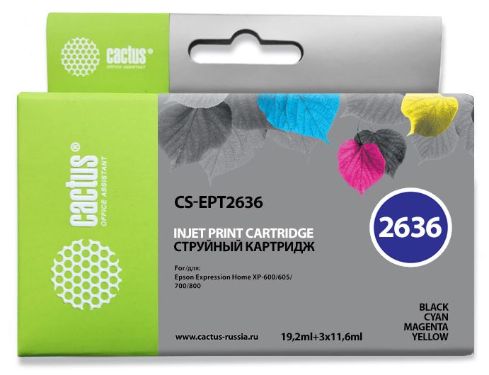 Картридж Cactus струйный CS-EPT2636 черный/голубой/пурпурный/желтый набор карт. для Epson Expression CS-EPT2636 CS-EPT2636
