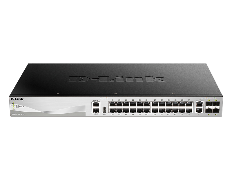 Коммутатор D-Link L3 Managed Switch with 24 10/100/1000Base-T ports and 2 10GBase-T ports and 4 10GBase-X SFP+ ports DGS-3130-30TS/A2A DGS-3130-30TS/A2A