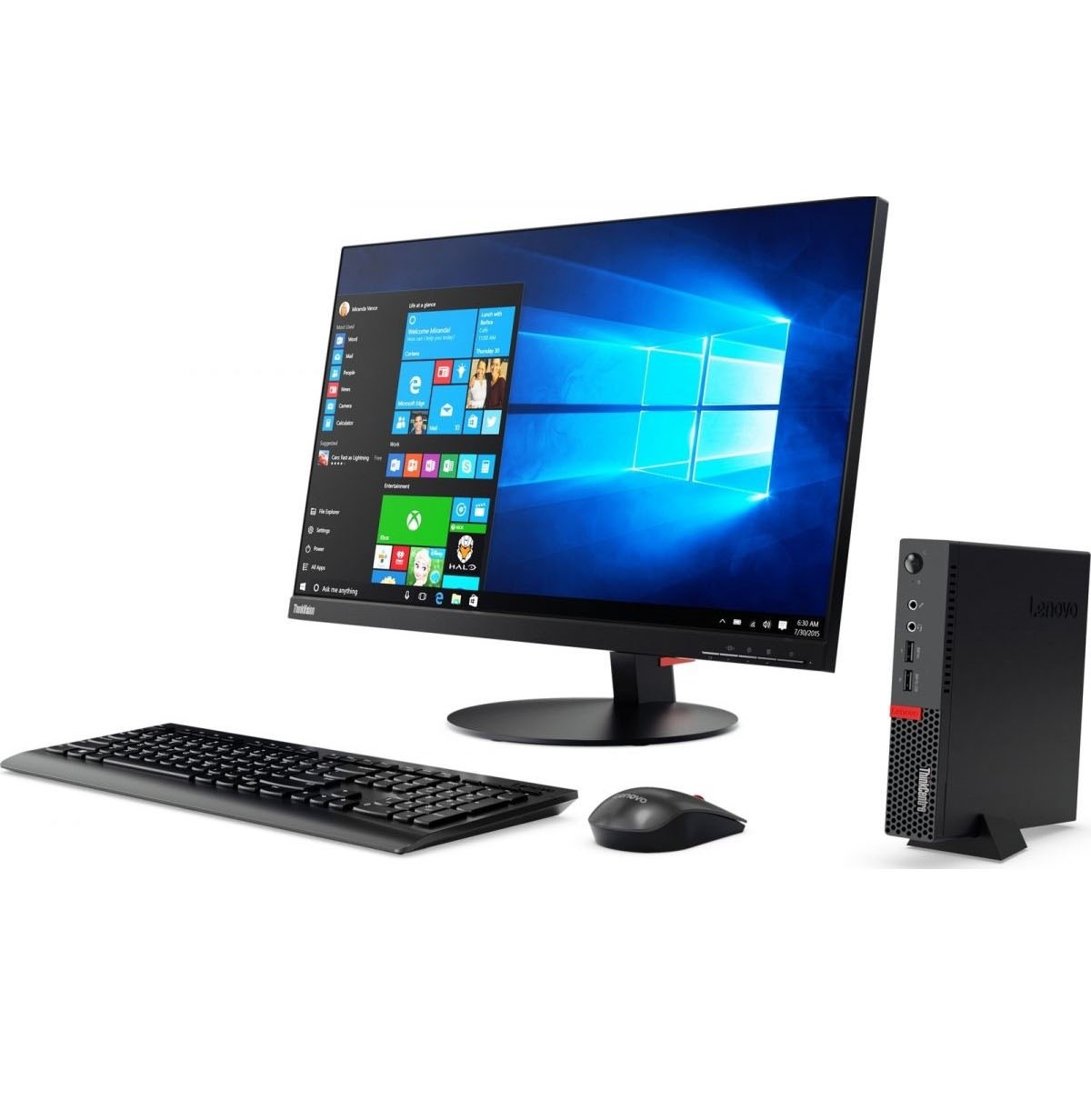 Компьютер Lenovo ThinkCentre M710q Tiny slim i5 7400T (2.4)/8Gb/1Tb 5.4k/HDG630/noOS/GbitEth/WiFi/BT/клавиатура/мышь/черный 10MRS04K00 10MRS04K00