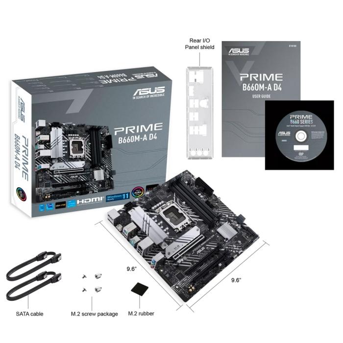 Материнская плата ASUS PRIME B660M-A D4 LGA1700 Intel B660 4xDDR4 mATX 2.5Gg RAID HDMI DP PRIME B660M-A D4 PRIME B660M-A D4
