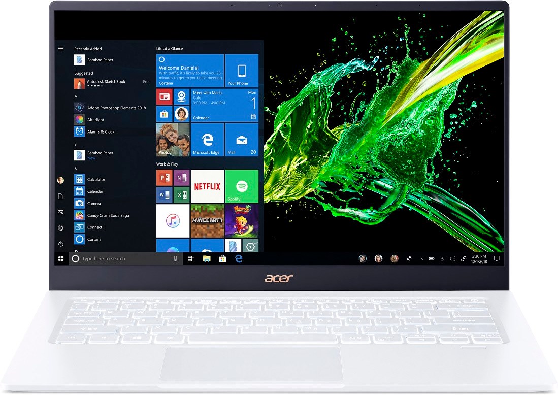 Ноутбук Acer Swift 5 SF514-54-76TP Core i7 1065G7 8Gb SSD512Gb Intel UHD Graphics 14" IPS FHD (1920x1080) Windows 10 white WiFi BT Cam NX.AHHER.002 NX.AHHER.002