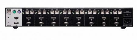KVM-переключатель ATEN электрон,, KVM+Audio+USB 2,0,  1 user PS2/USB+2xHDMI =>  8 cpu USB+8xHDMI, без шнуров, 3840x2160 30Hz, настол,, исп,стандарт,шнуры, без OSD, некаскад,, CS1148H-AT-G CS1148H-AT-G