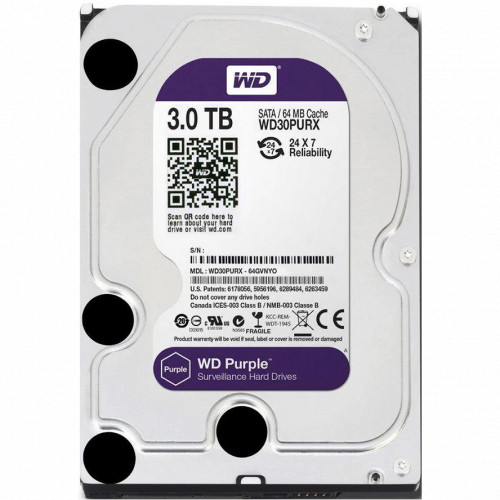 Жесткий диск Western Digital WD30PURX 3Tb,SATA,6Gb/s,IntelliPower,64MB,Caviar Purple WD30PURX WD30PURX