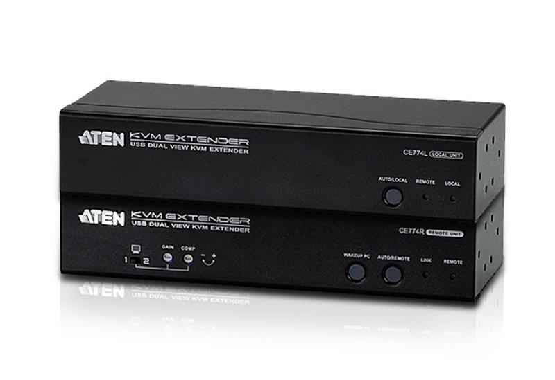 Удлинитель ATEN 2xSVGA+KBD&MOUSE USB+AUDIO+RS232, 150 м., 1xUTP Cat5e, с KVM-шнуром USB 1.8м., Б.П.220> 5.3V CE774-AT-G CE774-AT-G