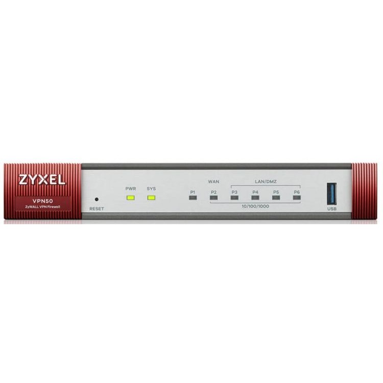 Межсетевой экран Zyxel VPN50 ZyWall VPN Firewall Appliance 5 GE Copper/1 SFP, 800 Mbit/S Firewall Throughput, 50 Ipsec VPN Tunnels VPN50-RU0101F VPN50-RU0101F