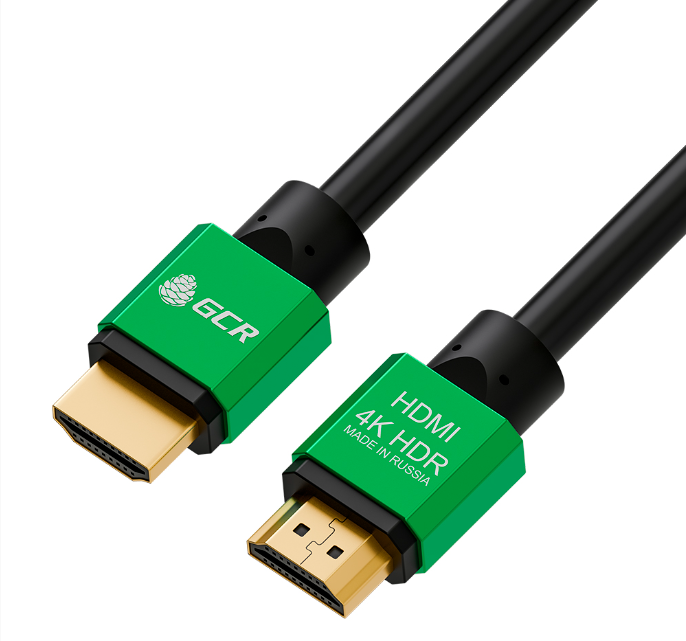 Кабель Greenconnect 0.75m HDMI версия 2.0, HDR 4:2:2, Ultra HD, 4K 60 fps 60Hz/5K*30Hz, 3D, AUDIO, 18.0 Гбит/с, 28/28 AWG, OD7.3mm, тройной экран, черный, AL корпус зеленый GCR-50960 GCR-50960