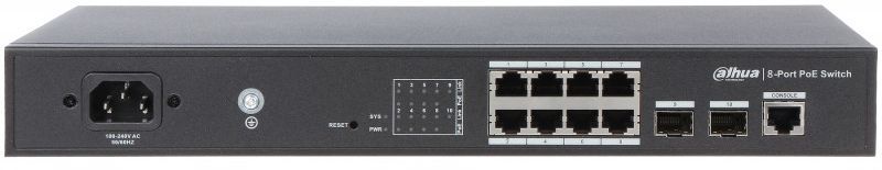 Коммутатор Dahua 8-портовый гигабитный управляемый с PoE, уровень L2 Порты: 8 RJ45 10/100/1000Мбит/с (PoE/PoE+), 2 SFP 100/1000Мбит/с DH-PFS4210-8GT-150 DH-PFS4210-8GT-150 #2