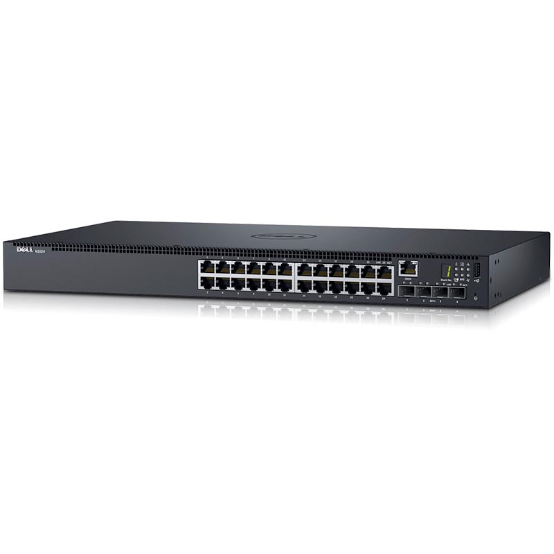 Коммутатор Dell EMC N1524P, PoE+, 24x1GbE, 4x10GbE SFP+ fixed ports, Stackable, no Stacking Cable, air flow from ports to PSU, 3YPSNBD (210-AEVY) N1524P-AEVY-01 N1524P-AEVY-01