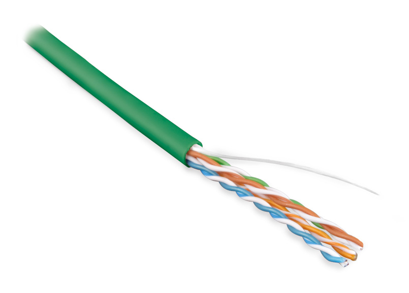 Кабель Hyperline (305 м) витая пара, неэкран. U/UTP, категория 5e, 4 пары (24 AWG), одножильный (solid), LSZH, нг(С)-HF, -20°C – +75°C, белый - гарантия: 15 лет компонентная, 25 лет системная UUTP4-C5E-S24-IN-LSZH-GN-305 UUTP4-C5E-S24-IN-LSZH-GN-305