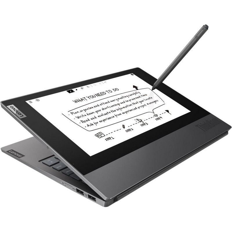 Ноутбук Lenovo ThinkBook Plus 13.3" FHD IPS + 10.8" e-ink/ CORE_I5-10210U_1.6G_4C_MB/ 16GB DDR4 2666/ 512GB_M.2_2280_NVME_TLC/ / Интегрированная графика/ Wi-Fi 2x2 AC+BT/ FPR/ 4-cell 45 Вт/ч + usb-c компактный адаптер зарядки 65 Вт/ 1 x USB 3.1 alway 20TG006ERU