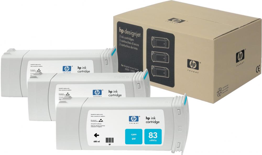 Картридж HP 83 Cyan UV для Designjet 5000/5000ps/5500/5500ps 3x680-ml C5073A C5073A