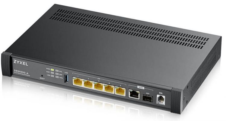 Маршрутизатор Zyxel SBG5500-A Router SBG5500-A, 1xWAN GE, 1xSFP, 1xLAN/WAN GE, 1xRJ11 ADSL2+/VDSL2 (Annex A, 17a, 30a/35b) 3G/4G USB-modem ready, 4xLAN GE, 1xUSB3.0 SBG5500-A-ZZ0101F SBG5500-A-ZZ0101F