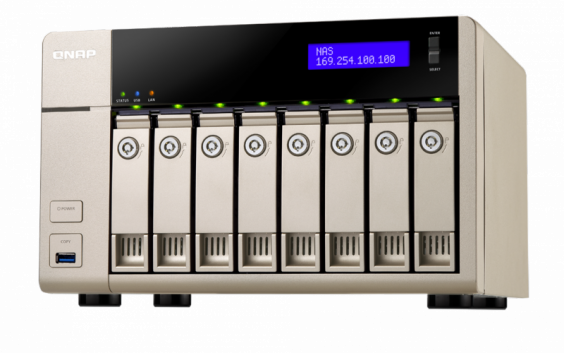 Сетевой RAID-накопитель QNAP 8 отсеков для HDD, HDMI-порт. Четырехъядерный AMD 2,4 ГГц, 16ГБ, 10GbE. TVS-863+-16G TVS-863+-16G