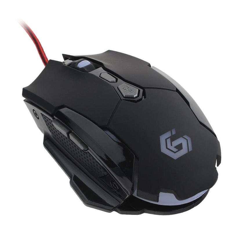 Мышь Gembird игровая , USB, черный, код "Survarium", 5 кнопок+колесо-кнопка+кнопка огонь, 3200 DPI, подсветка 4 цвета, программное обеспечение, кабель тканевый 1.8м MG-600 MG-600