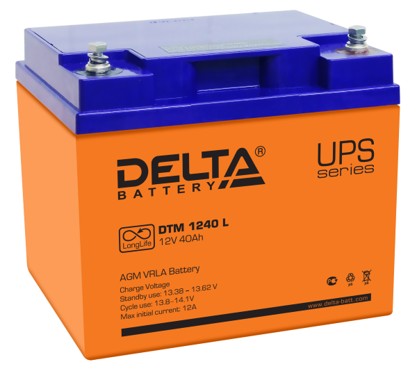 Батарея Delta 12В, 40 А/ч, 198/166/170 мм DTM 1240 L DTM 1240 L
