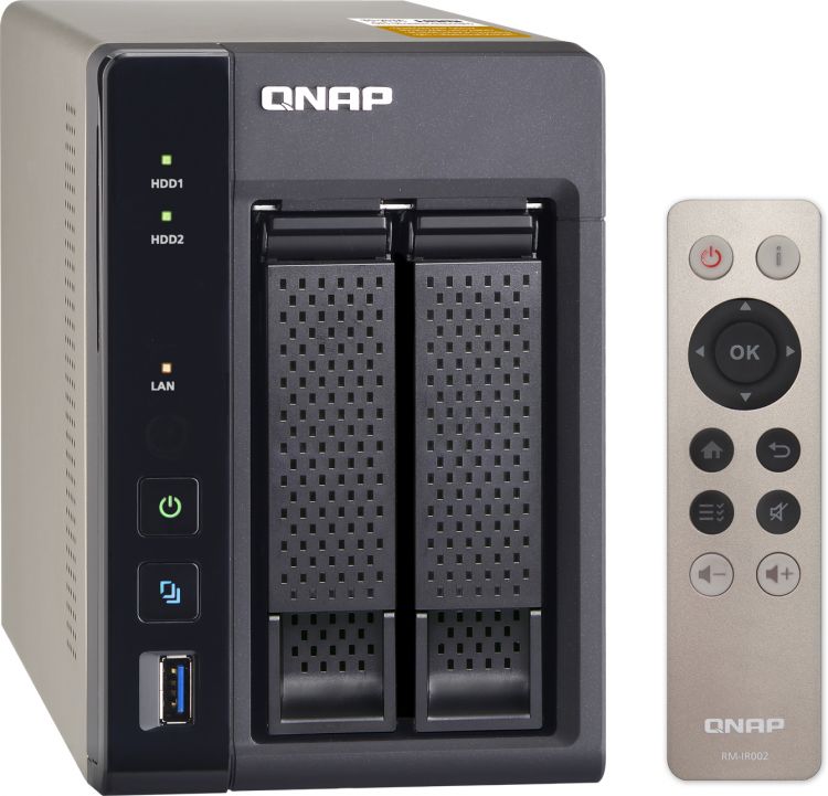 Сетевой RAID-накопитель QNAP 2 отсека для HDD, HDMI-порт. Четырехъядерный Celeron N3150 1,6 ГГц TS-253A-8G TS-253A-8G