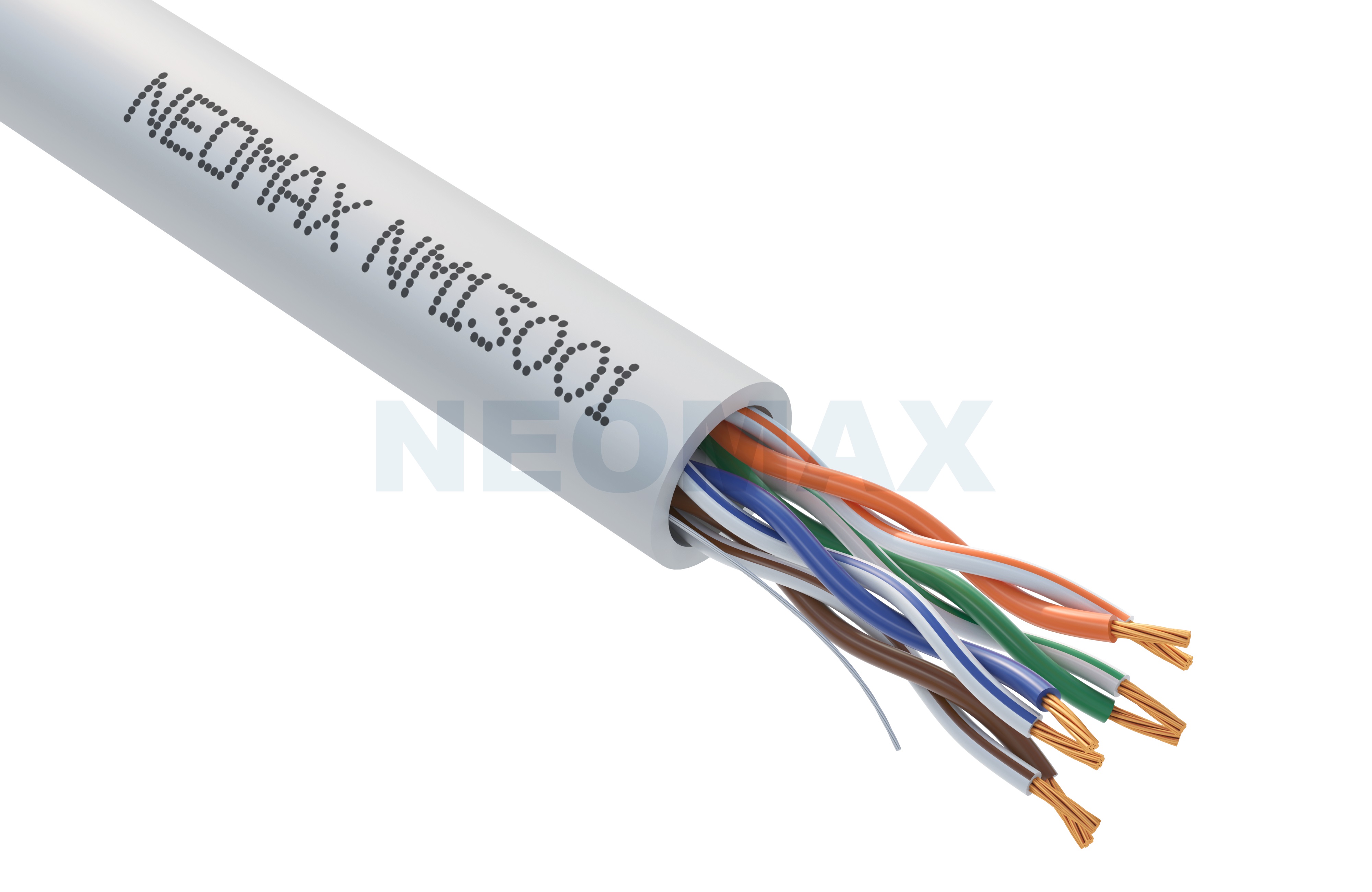 Кабель Neomax 5e U/UTP 4 пары внутренний (-20℃ to +60℃) 24AWG(7/0.18 мм) Cu (Чистая медь) Многожильный (Stranded) PVC 305м Серый NM13001 NM13001