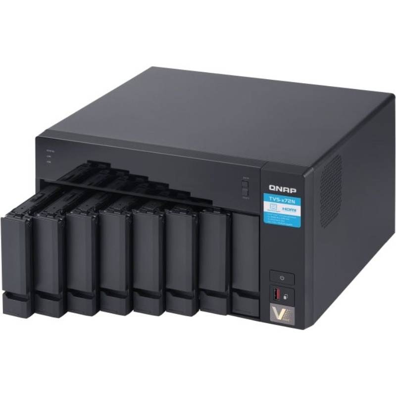 Сетевой RAID-накопитель QNAP 8-Bay 2.5"/3.5" SATA HDD/SSD + 2x M.2 PCIe  SSD slot, Intel Core  i3-8100T 4-core 3.1 GHz Processor,8GB DDR4 RAM (2 x 4 GB) max 32 GB (2 x 16 GB), 2xGbE LAN, 1x5GbE TVS-872N-i3-8G TVS-872N-i3-8G