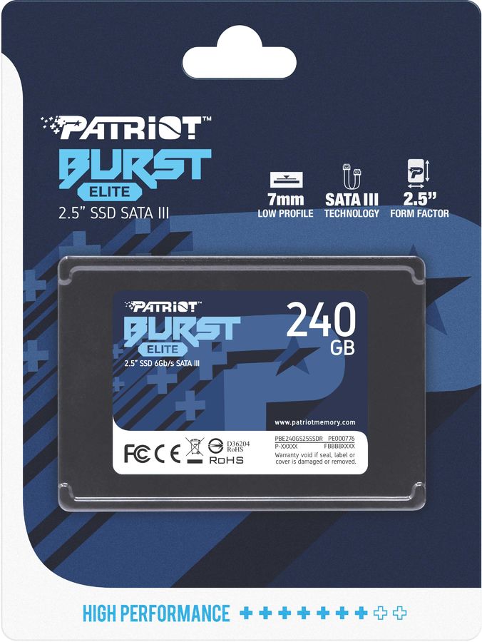 Твердотельный накопитель Patriot SSD SATA III 240Gb Burst Elite 2.5" PBE240GS25SSDR PBE240GS25SSDR