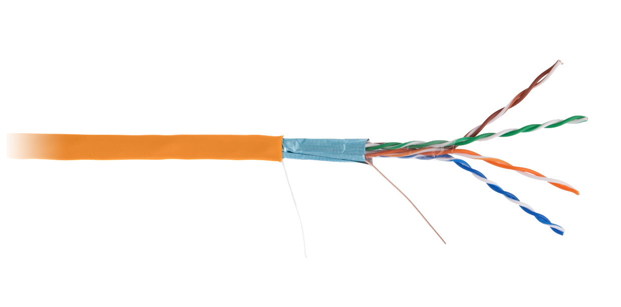 Кабель витая пара NETLAN F/UTP 4 пары, Кат.5e (Класс D), 100МГц, одножильный, BC (чистая медь), внутренний, LSZH нг(B) EC-UF004-5E-LSZH-OR EC-UF004-5E-LSZH-OR