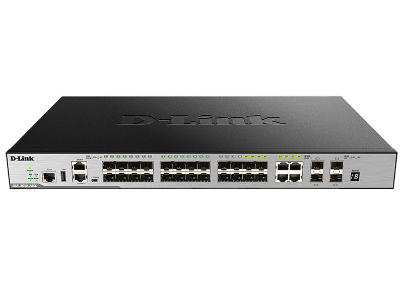 БУ Управляемый коммутатор D-Link L3 with MPLS Image 20 SFP ports + 4 Combo 10/100/1000BASE-T/SFP ports + 4 10 GbE SFP+ (DGS-3630-28SC) БУ DGS-3630-28SC
