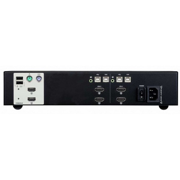 KVM-переключатель ATEN электрон,, KVM+Audio+USB 2,0,  1 user PS2/USB+2xHDMI =>  2 cpu USB+2xHDMI, без шнуров, 3840x2160 30Hz, настол,, исп,стандарт,шнуры, без OSD, некаскад,, CS1142H-AT-G CS1142H-AT-G