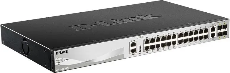 Коммутатор D-Link L3 Managed Switch with 24 10/100/1000Base-T ports and 2 10GBase-T ports and 4 10GBase-X SFP+ ports DGS-3130-30TS/B1A DGS-3130-30TS/B1A